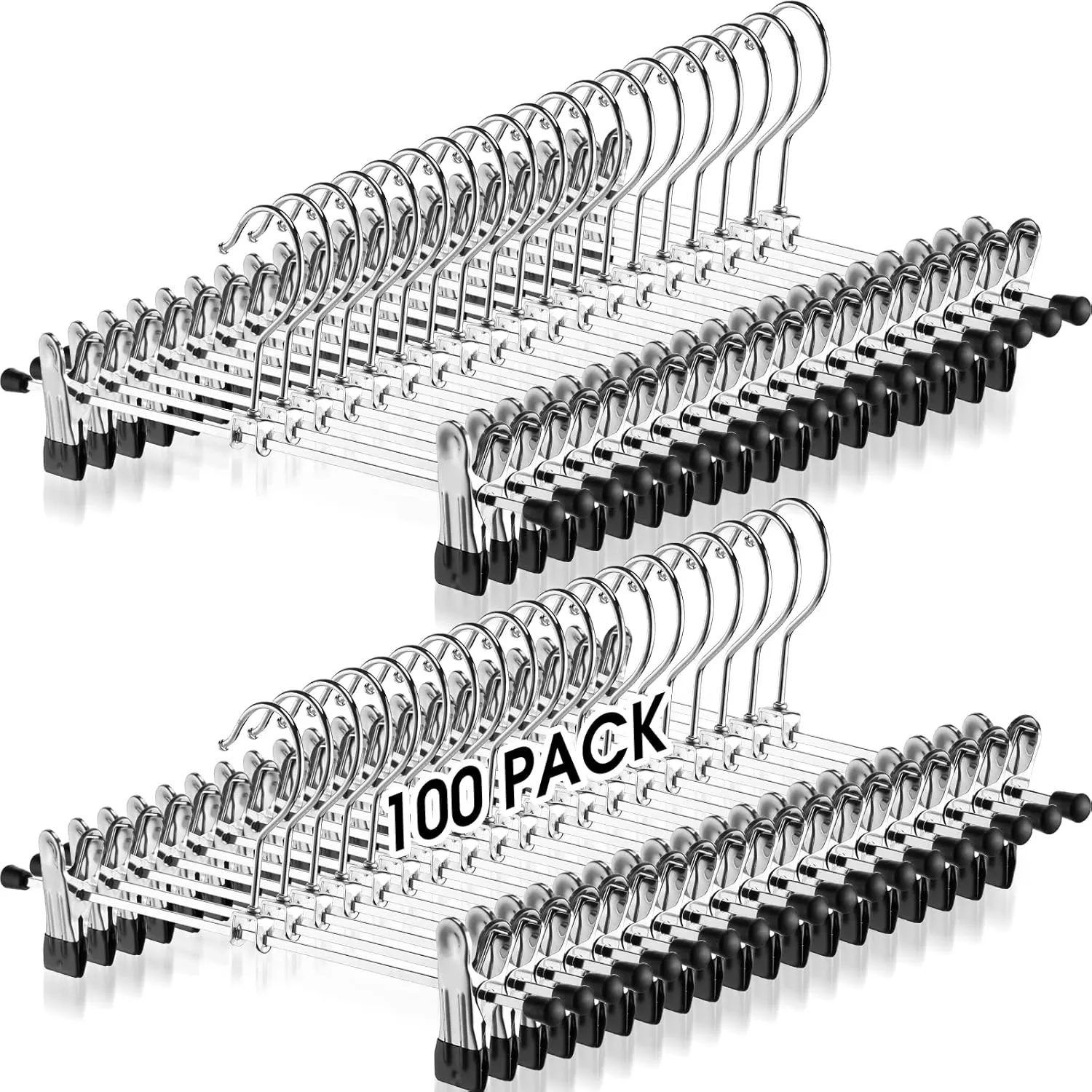 100 Packs Pant Hangers With Clips Adjustable Metal Pants Bulk Hanger Skirt Hange