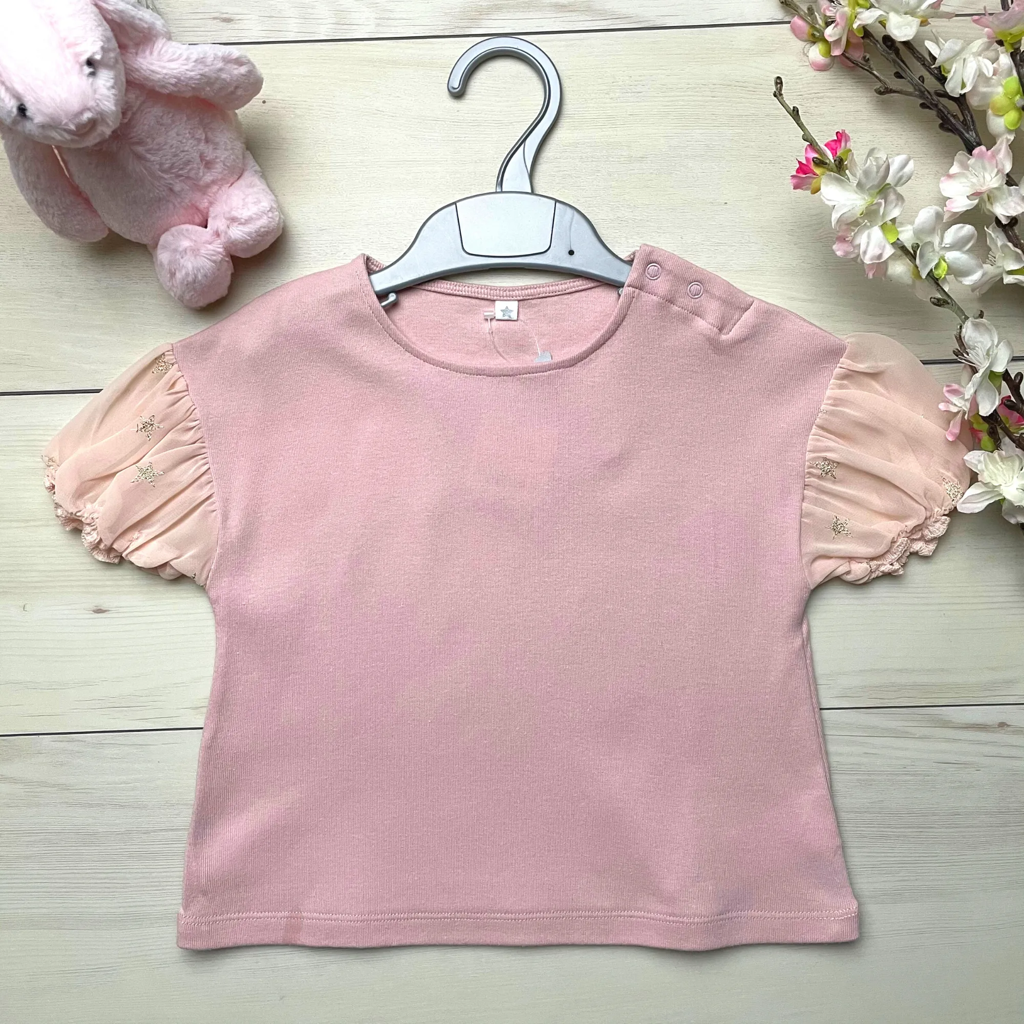 10mois (Dimowa) Star Chiffon Puff T-shirt Pink