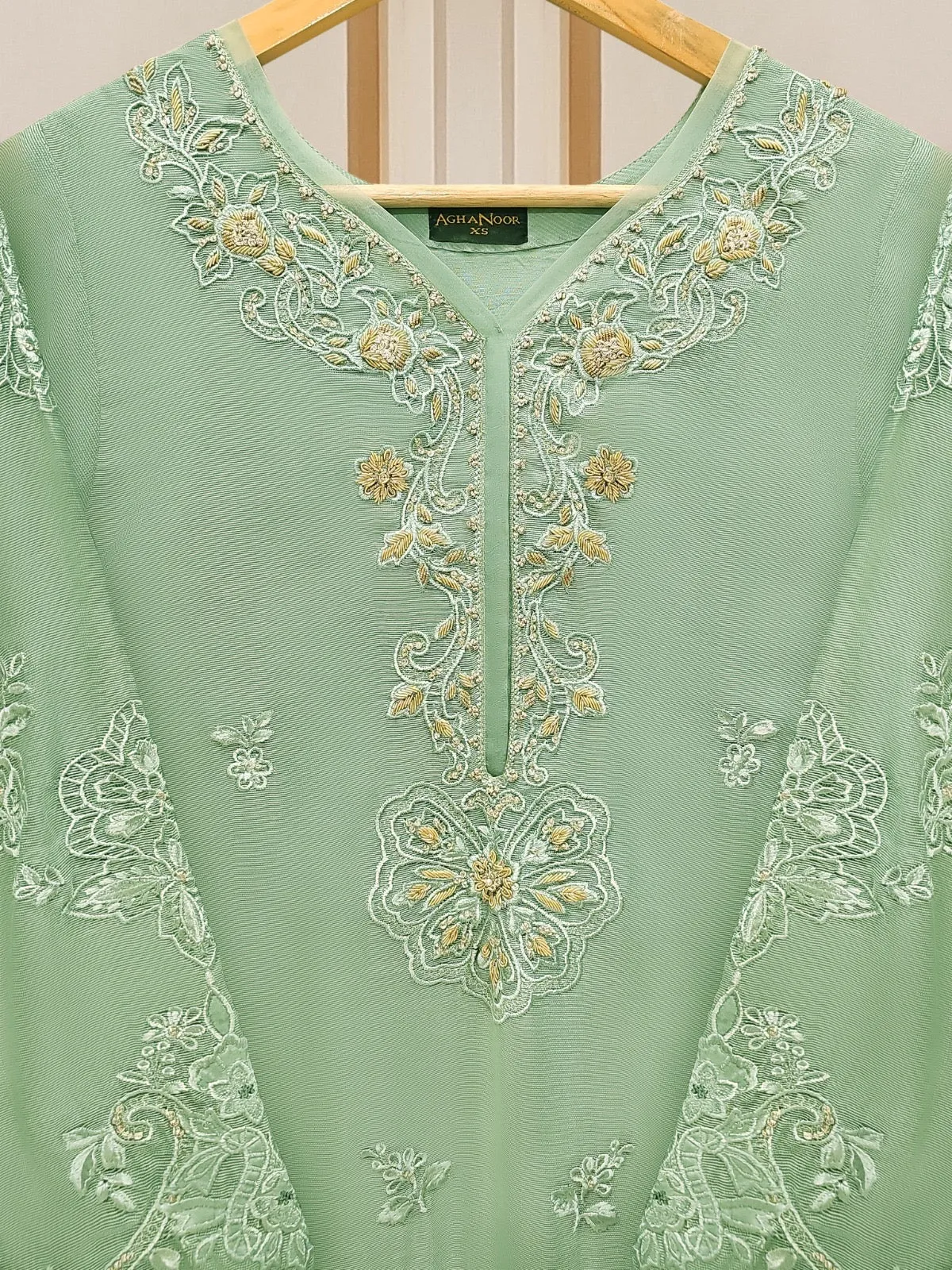 3 Piece - Pure Cotton Net Embroidered Suit S109783