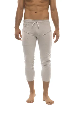 4/5 Zipper Pocket Capri Yoga Pants (Solid Heather Grey)