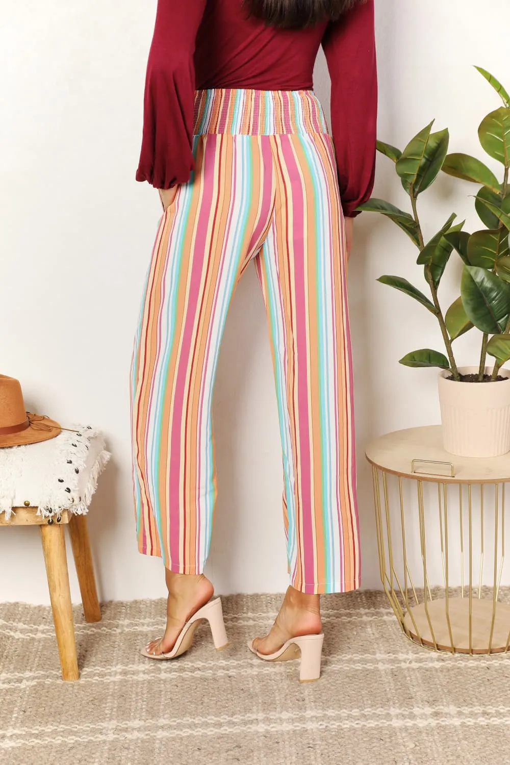 *APP EXCLUSIVE* Striped Smocked Waist Pants with Pockets