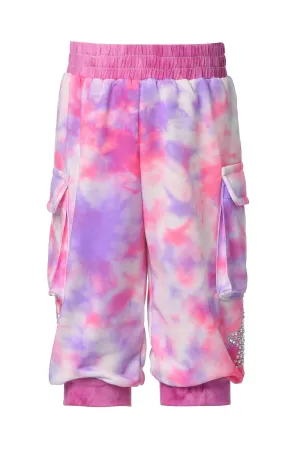 Baby Girl's Cotton Candy Tie Dye Rhinestone Joggers