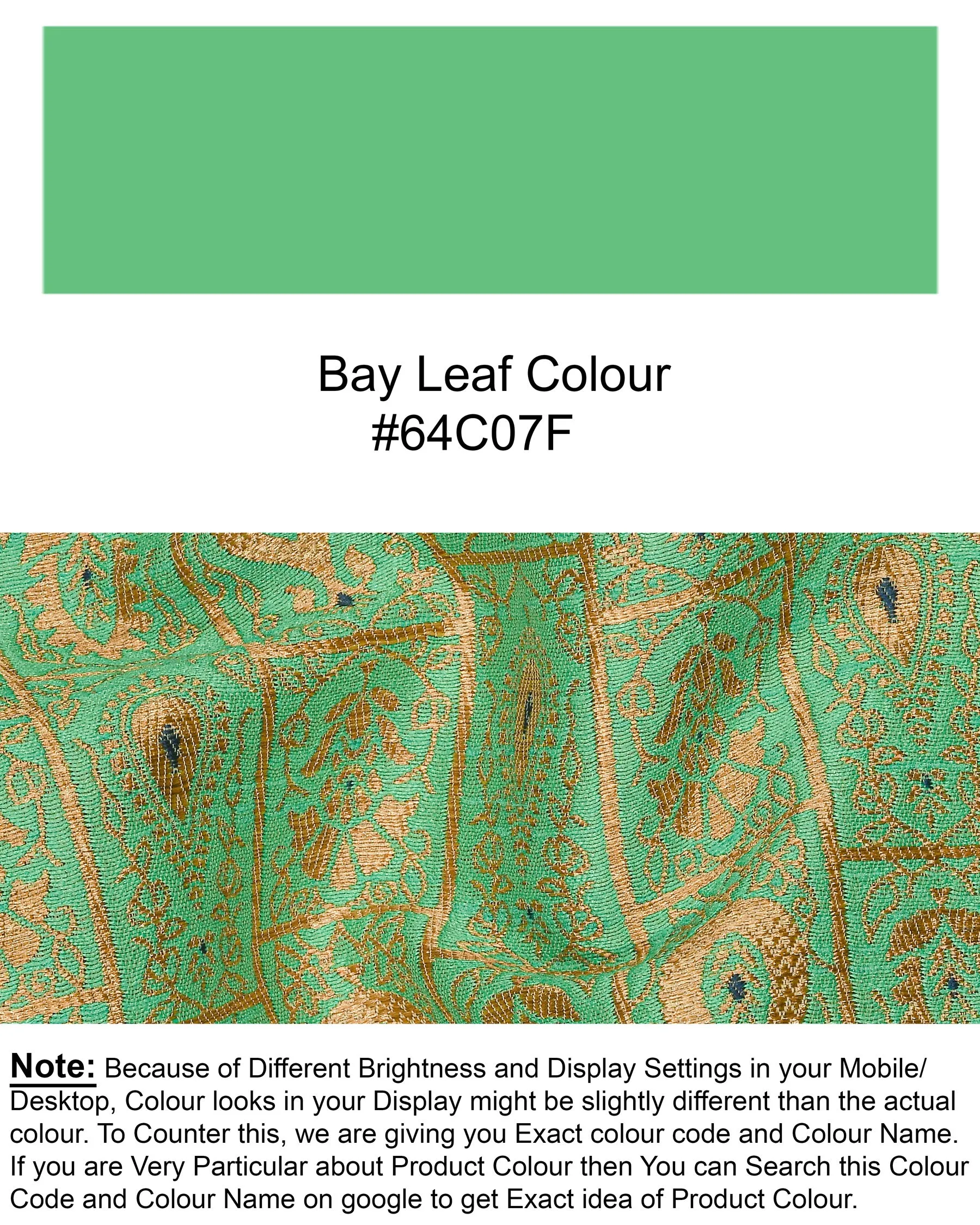 Bay Leaf Green with Golden Ancient Art Jacquard Patterned Designer Suit