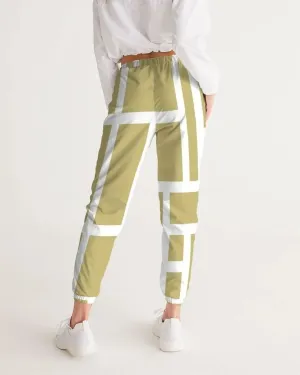 Beige and White Stylish Geometric Active Track Pants for Women