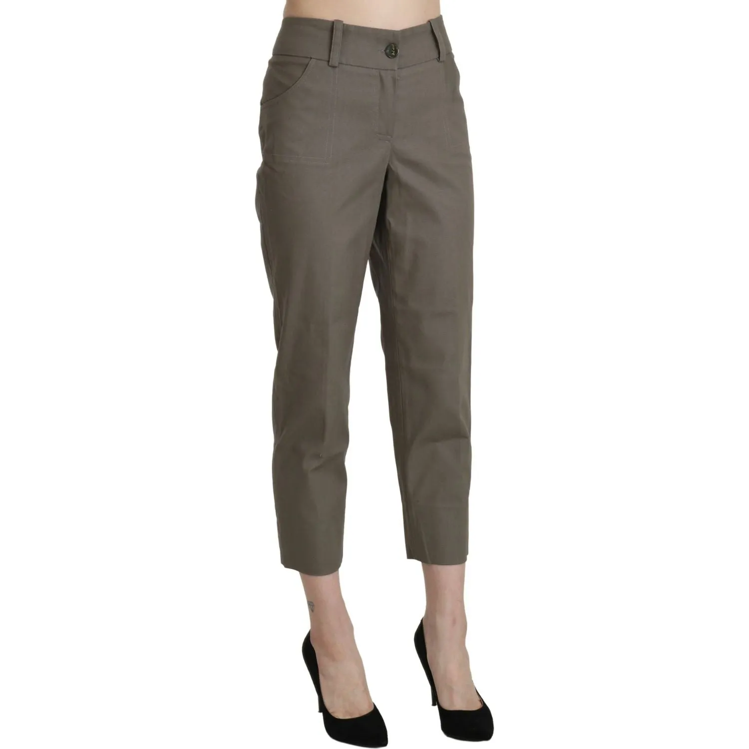 BENCIVENGA Elegant High Waist Cropped Pants in Gray