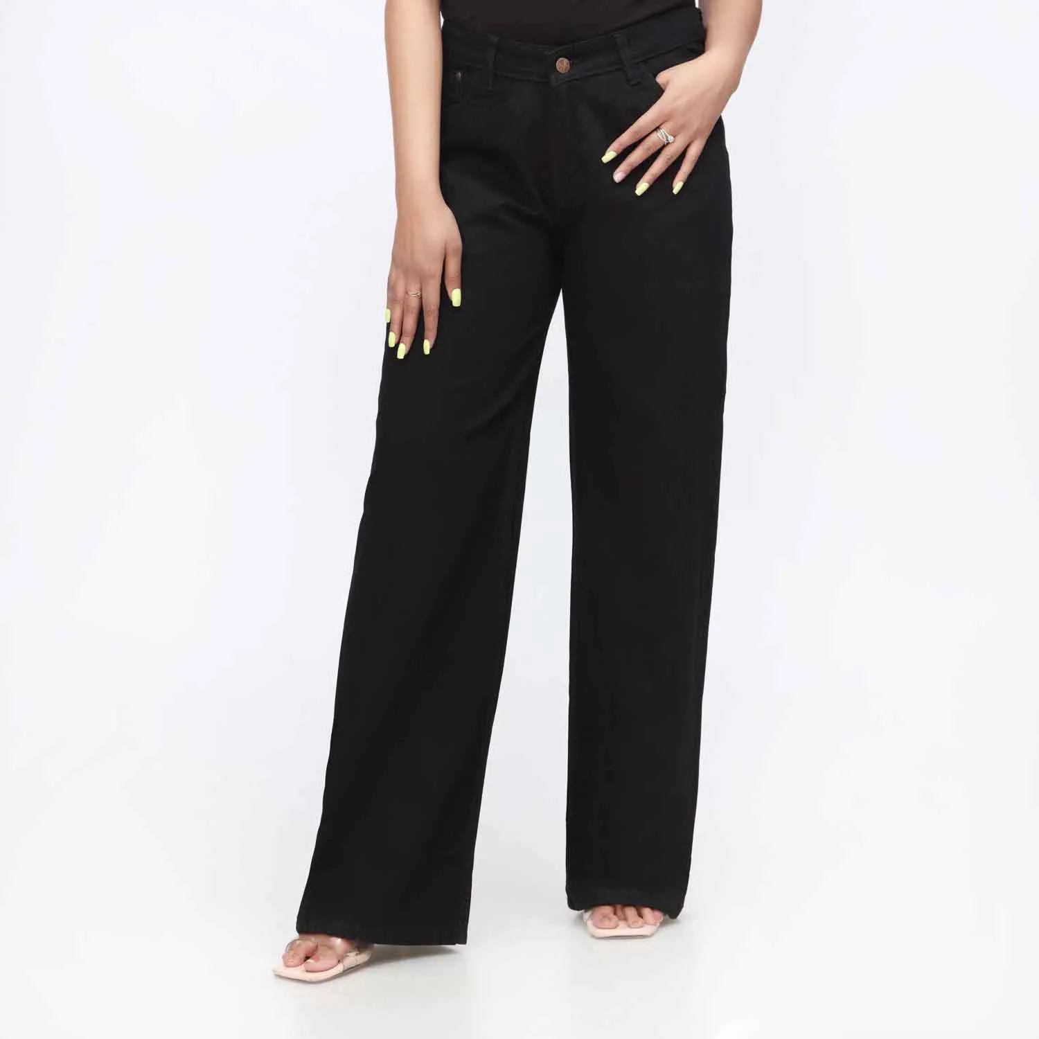 Black Flapper Fit Denim Pant PW3616