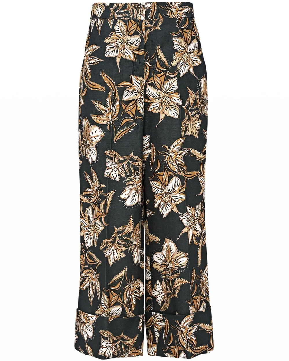 Black Structured Florals Trouser