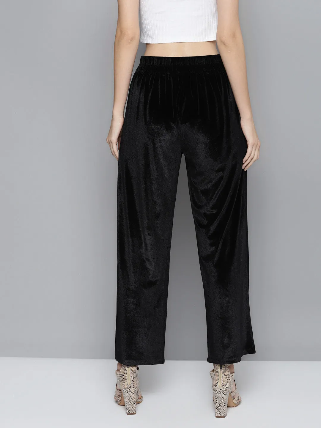 Black Velvet Straight Pants