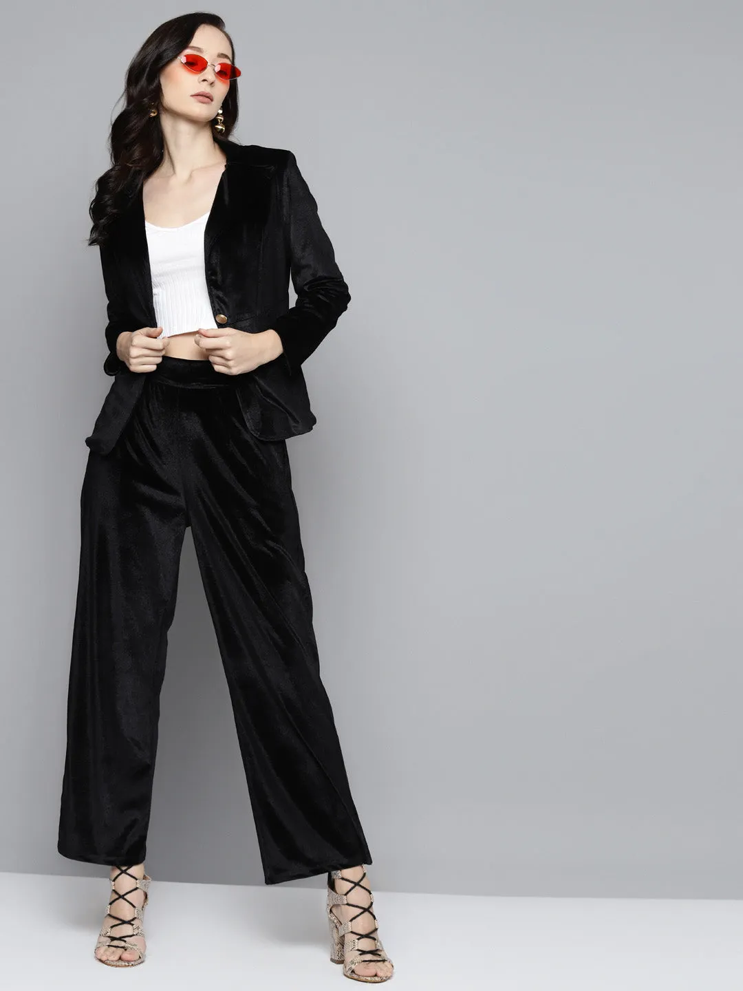 Black Velvet Straight Pants