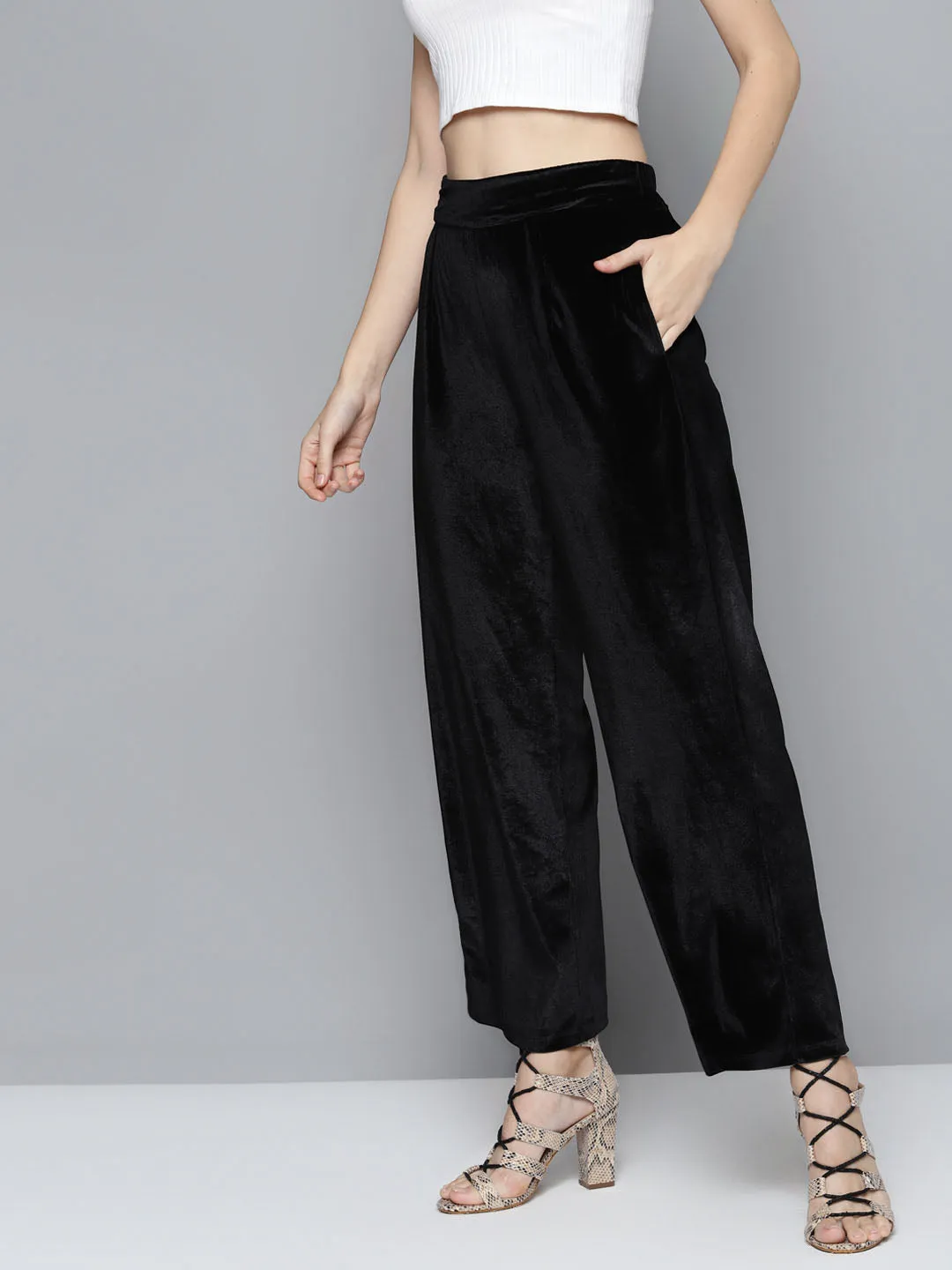 Black Velvet Straight Pants