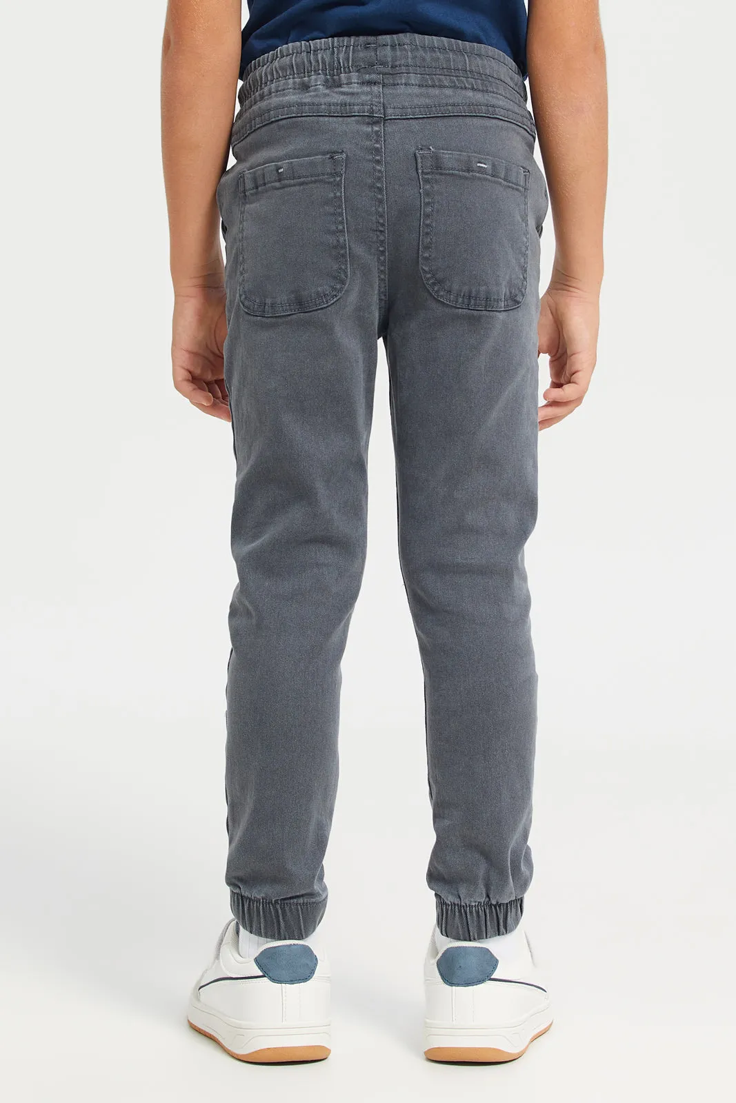 Boys Charcoal Pull On Jogger Jeans