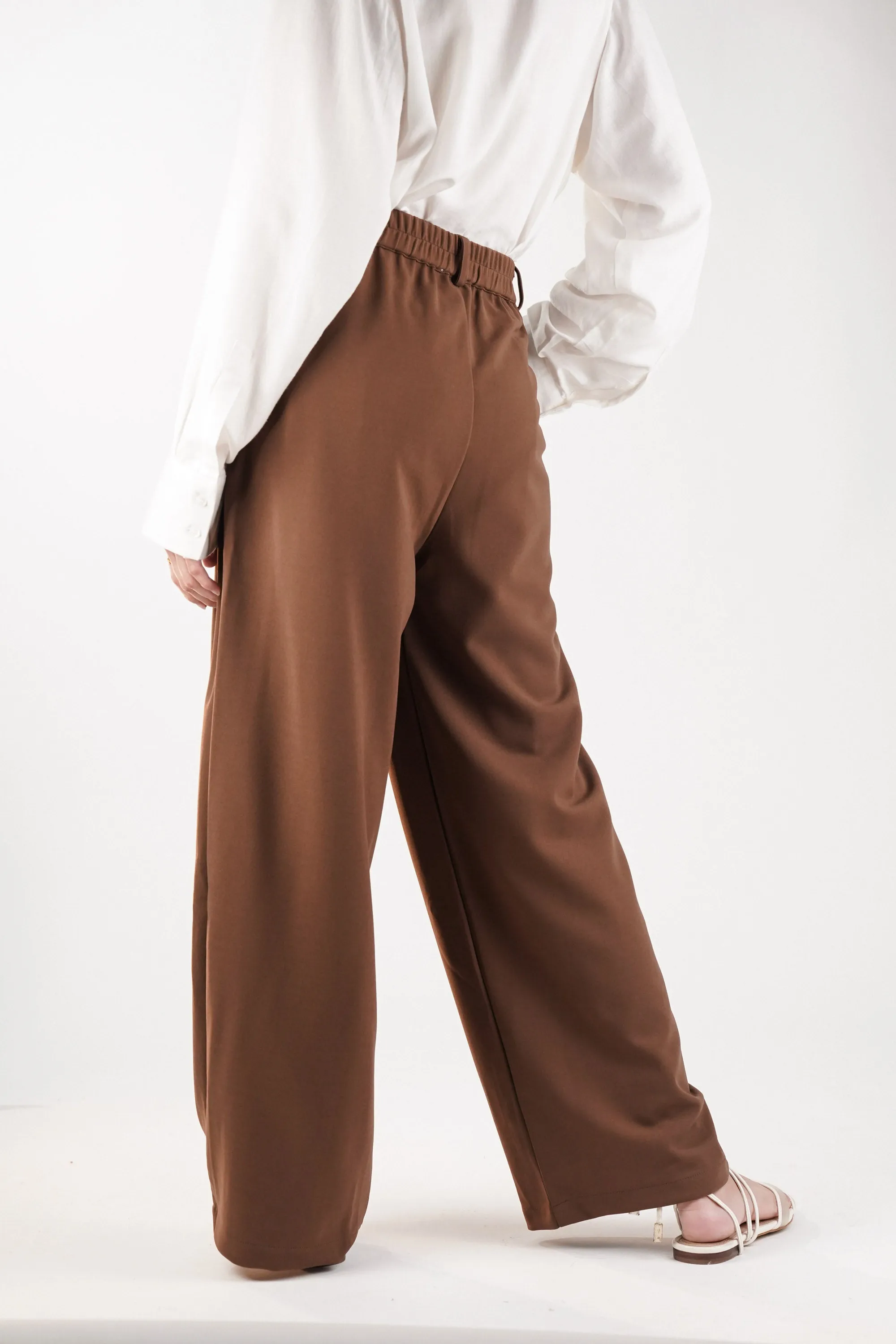 Brown Pants with Inverted Pleats