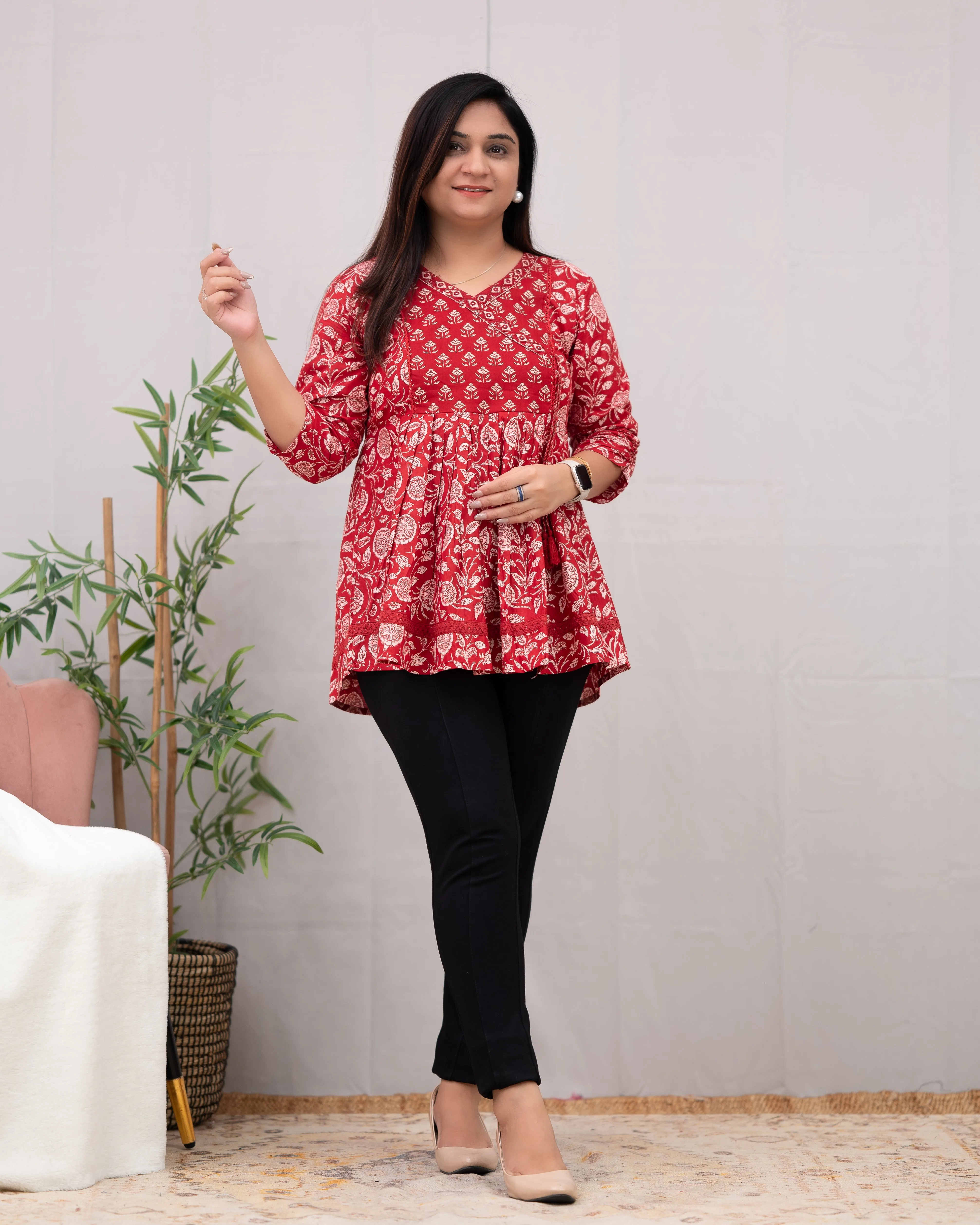 Casual Cotton Embroidered Short Top