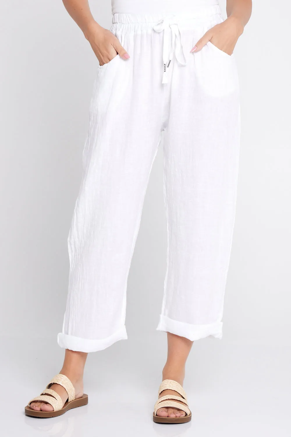 Cathrine Linen Pants - White