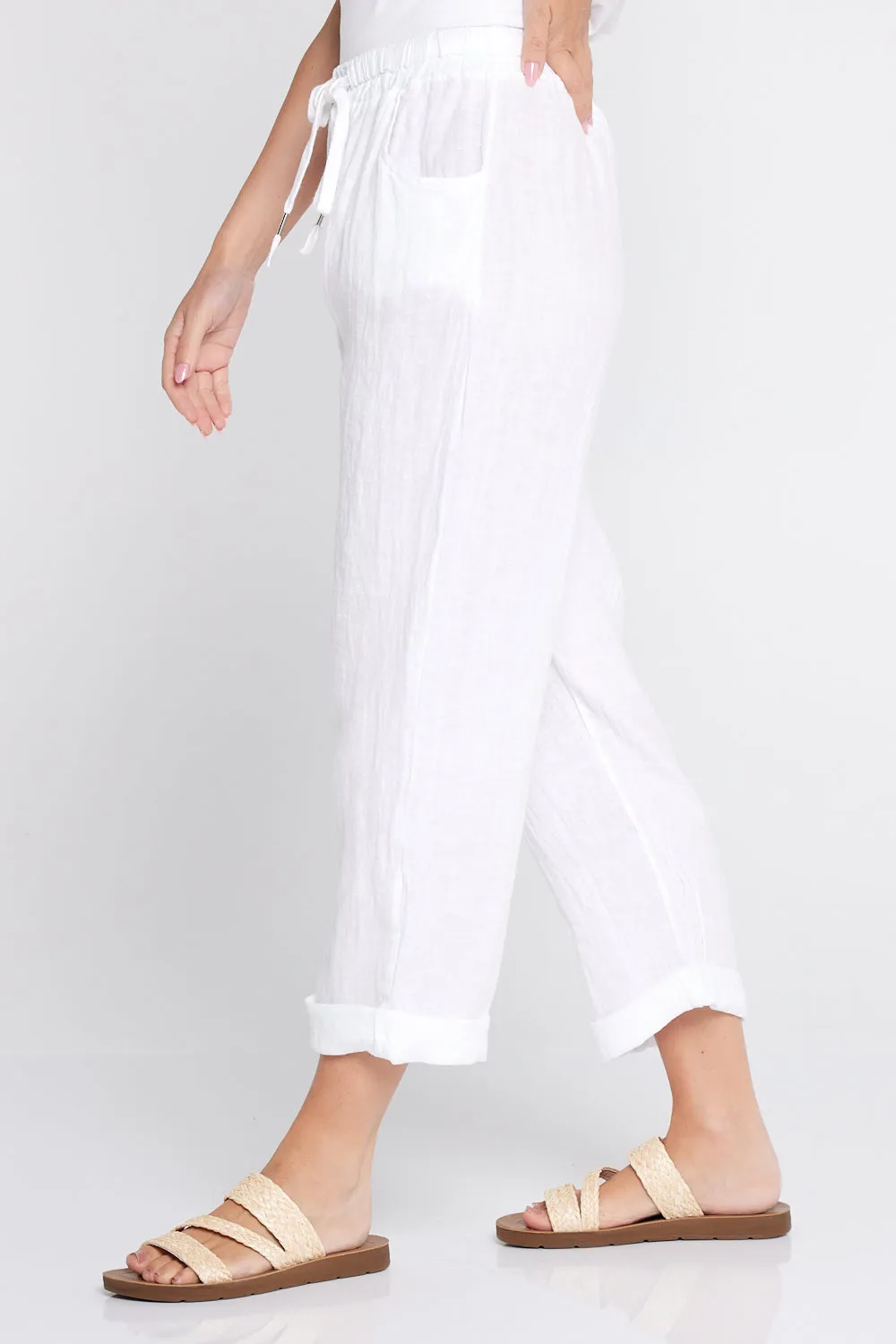 Cathrine Linen Pants - White