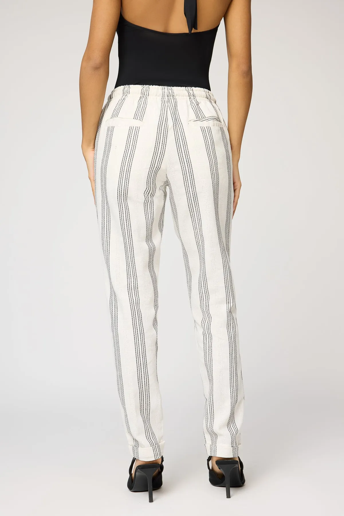 Classic White and Black Stripe Pants