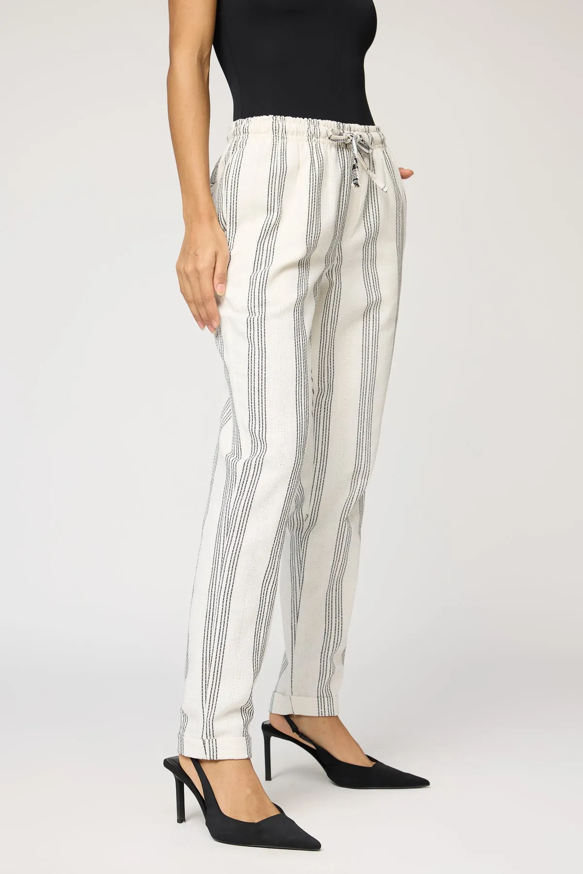 Classic White and Black Stripe Pants