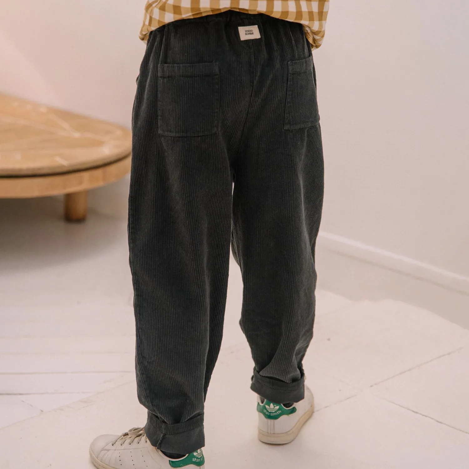 Cotton Corduroy Carrot Pants - Carbon