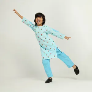 Cotton Tulip Kurta Set | Blue