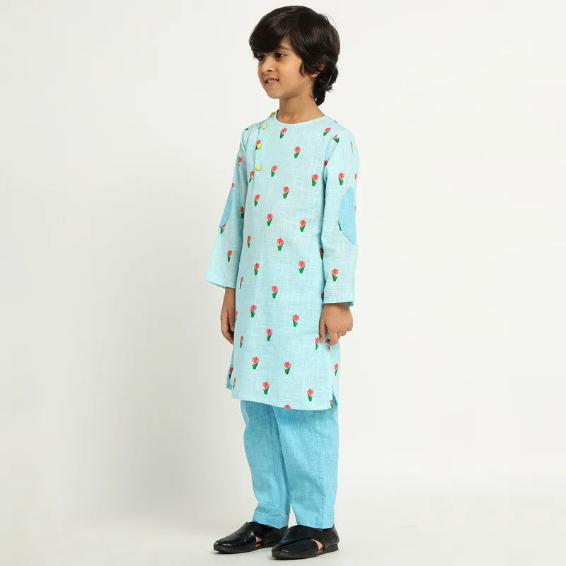 Cotton Tulip Kurta Set | Blue