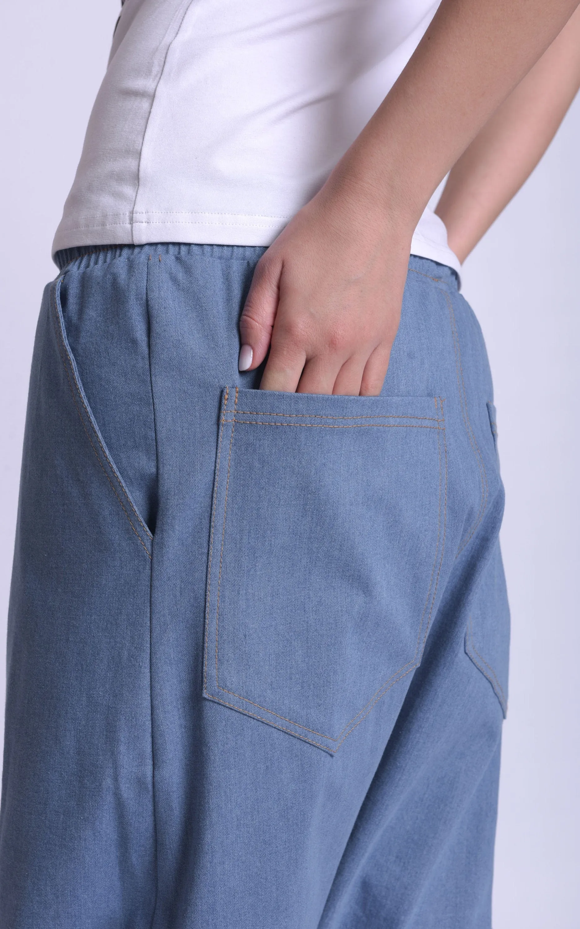 Denim Drop Crotch Pants