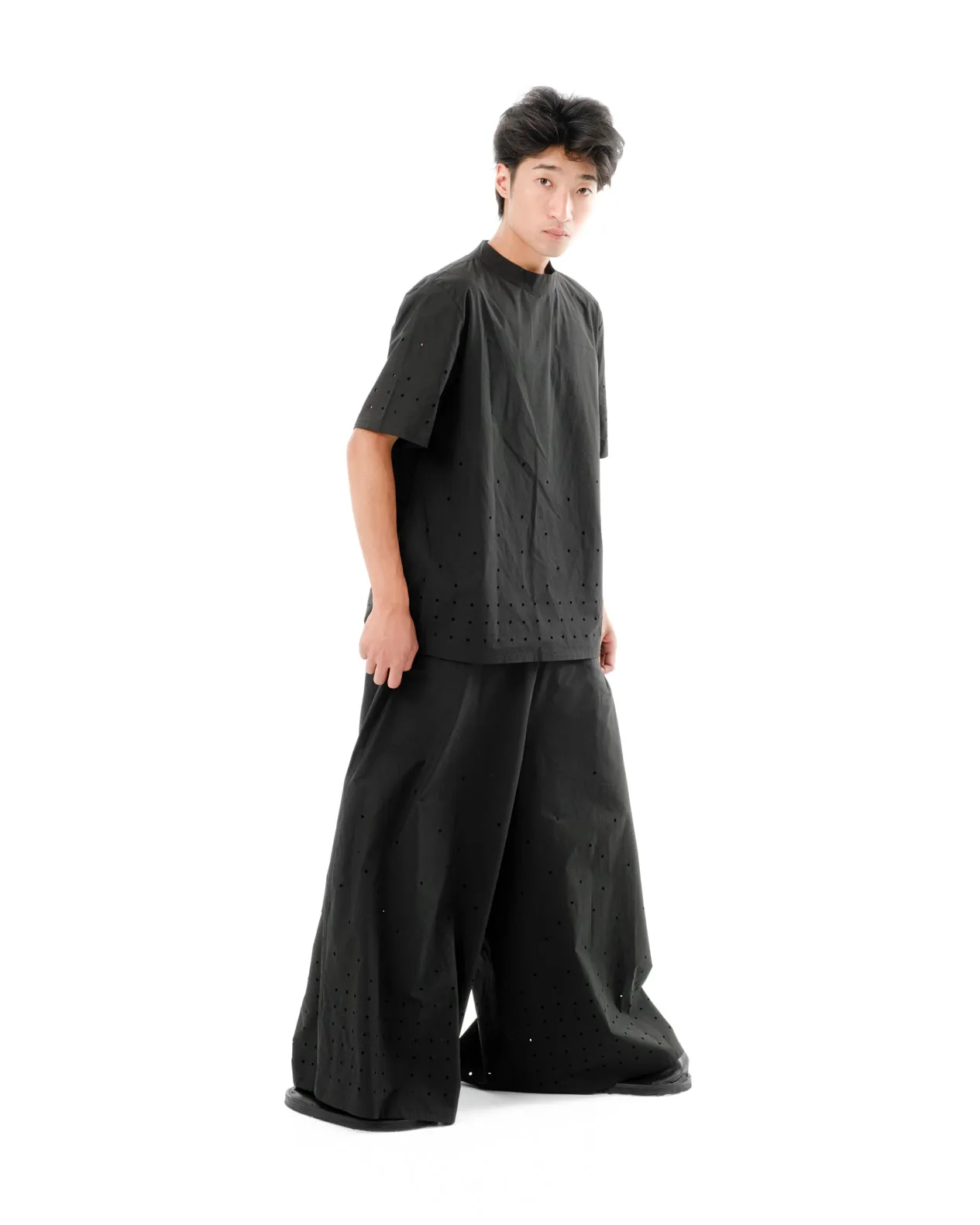 DIAPHANUM WIDE LEG PUNCHED HOLE PANTS