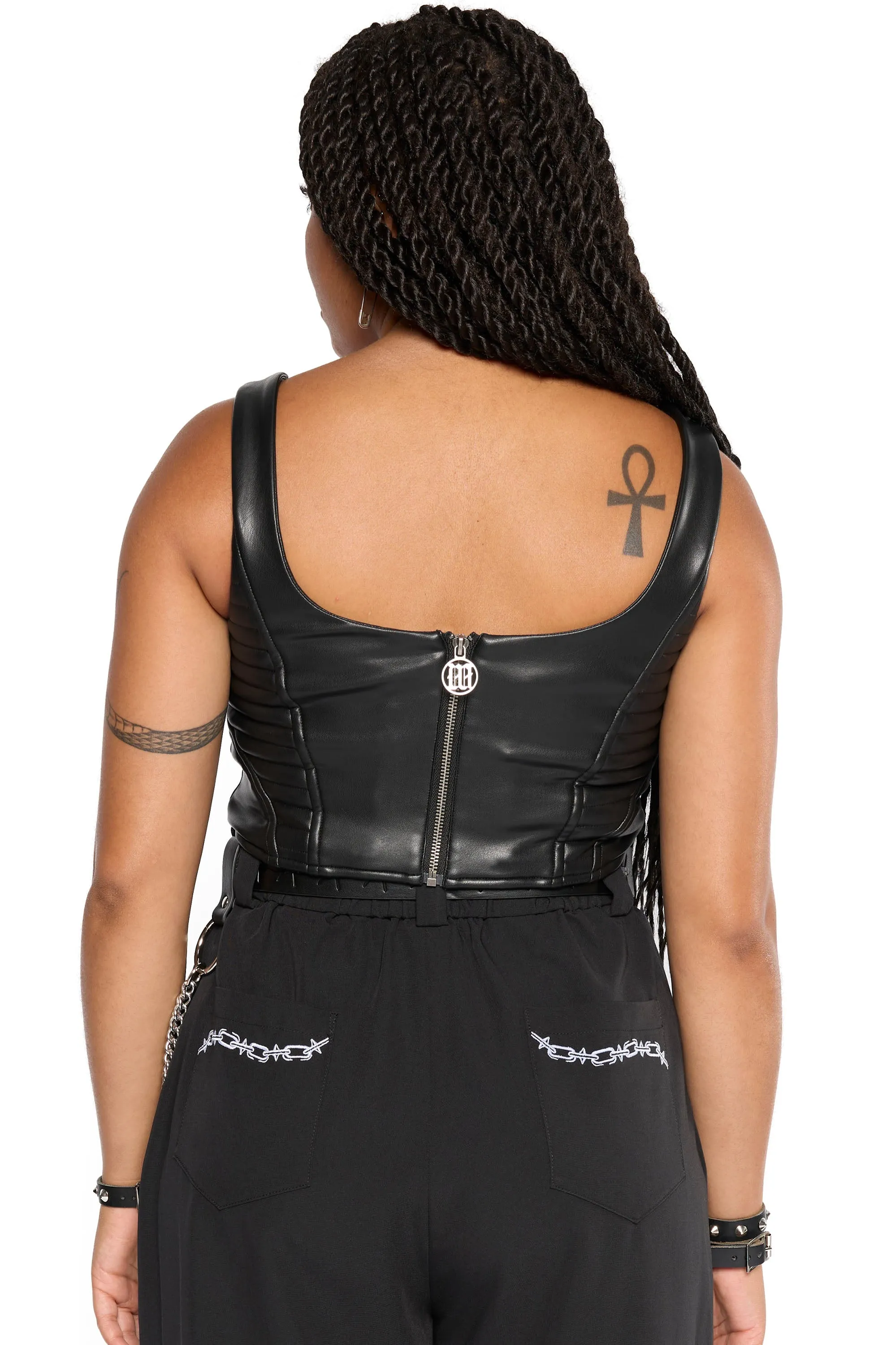 Doro Faux Leather Moto Corset Top