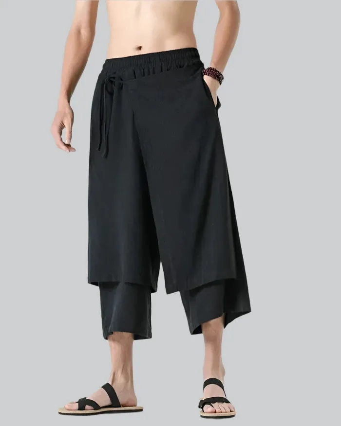 Double Layered Hakama Pants Men