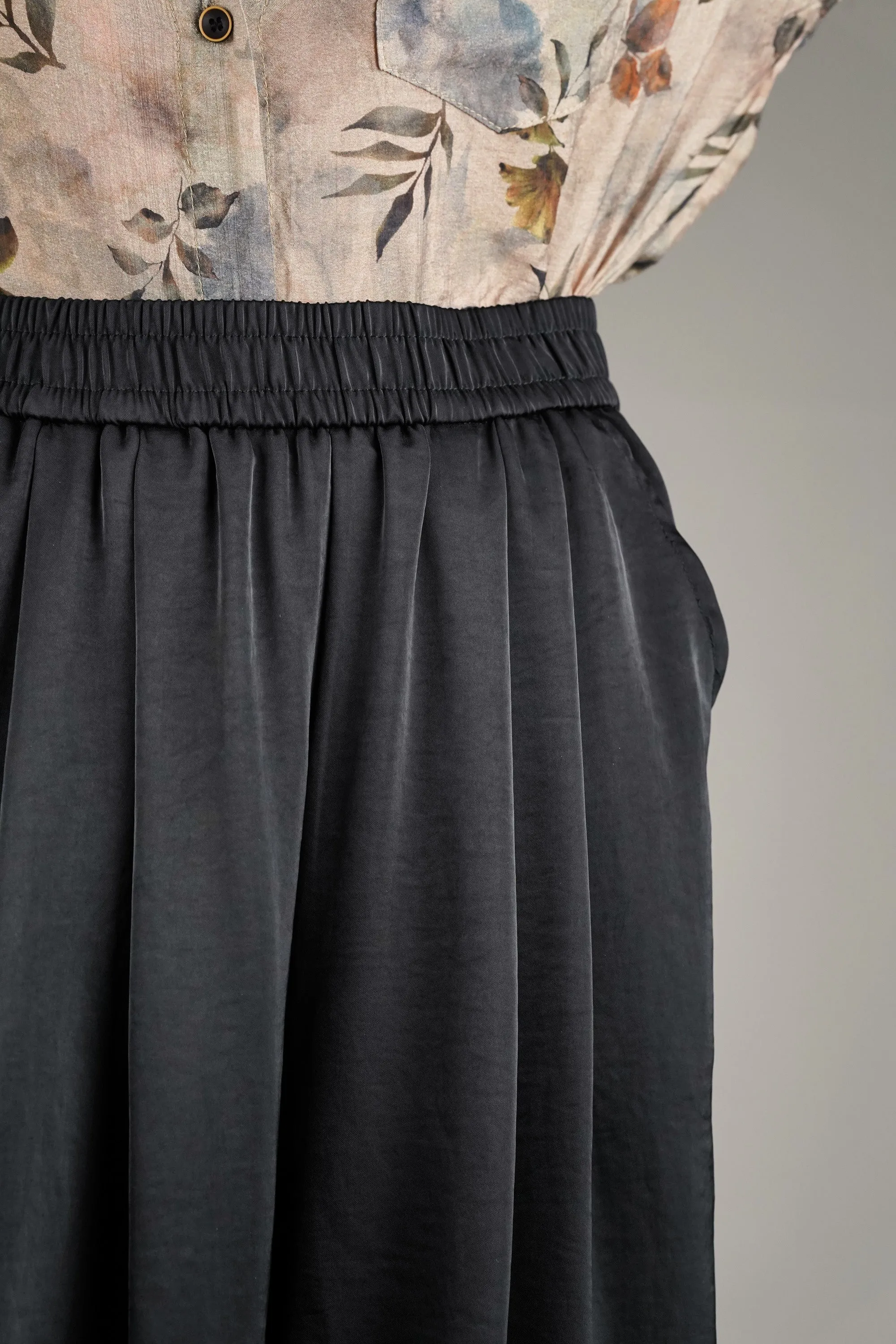 Drift Black Wide Leg Satin Pants