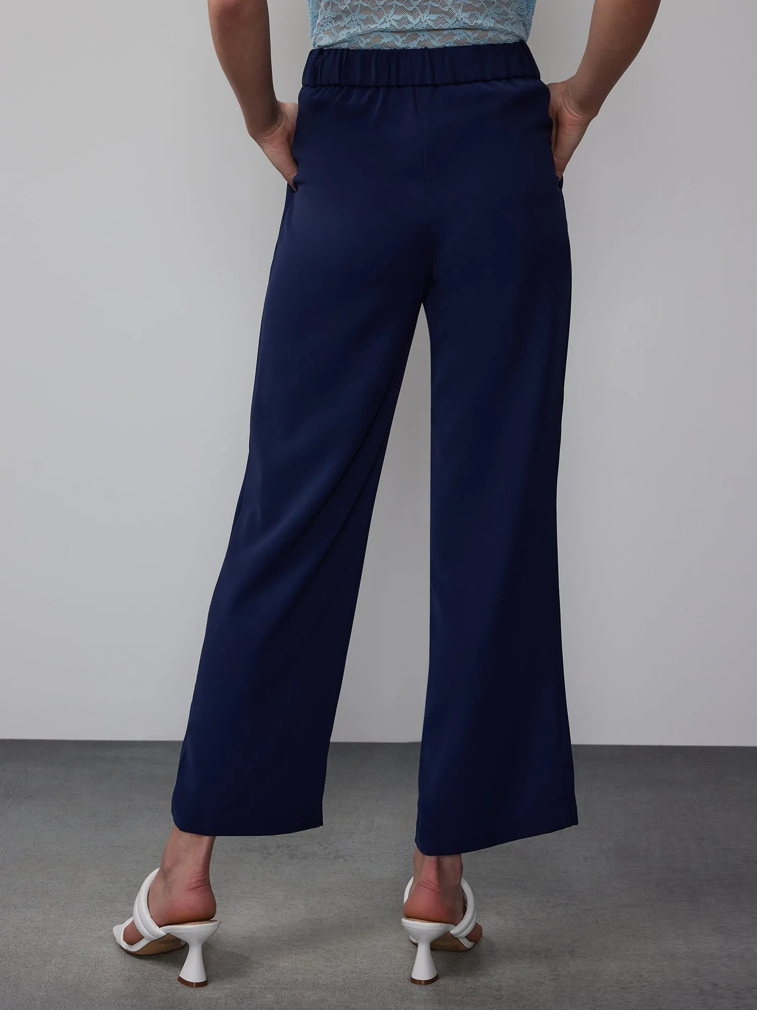 Elastic Back Wide Leg Culotte