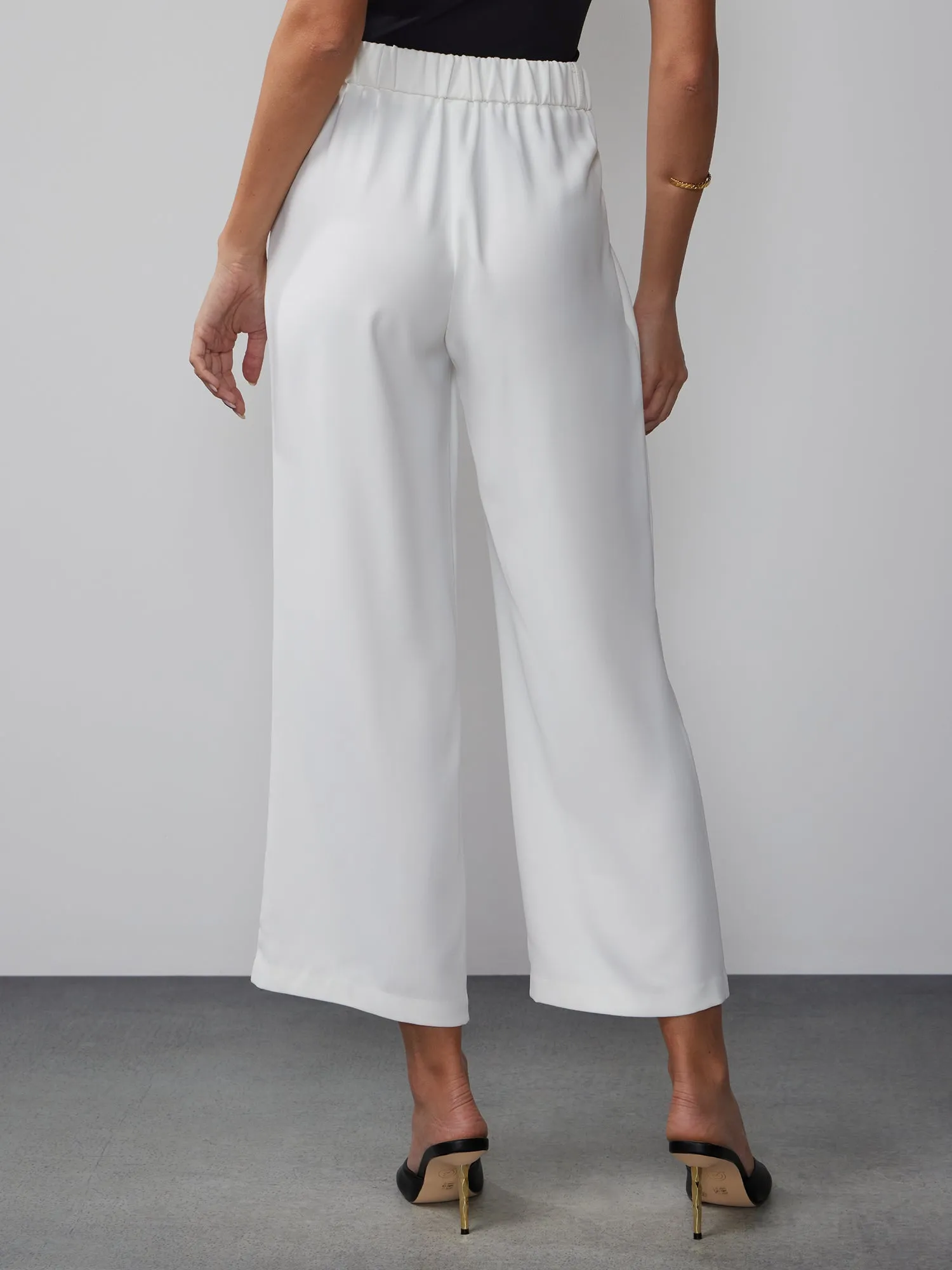 Elastic Back Wide Leg Culotte