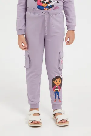 Girls Lilac Gabby'S Dollhouse Printed Track Pants