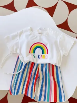 Girls Playful Rainbow and Striped Ensemble