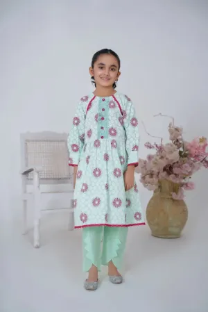 Girls PRINTED Green Suite