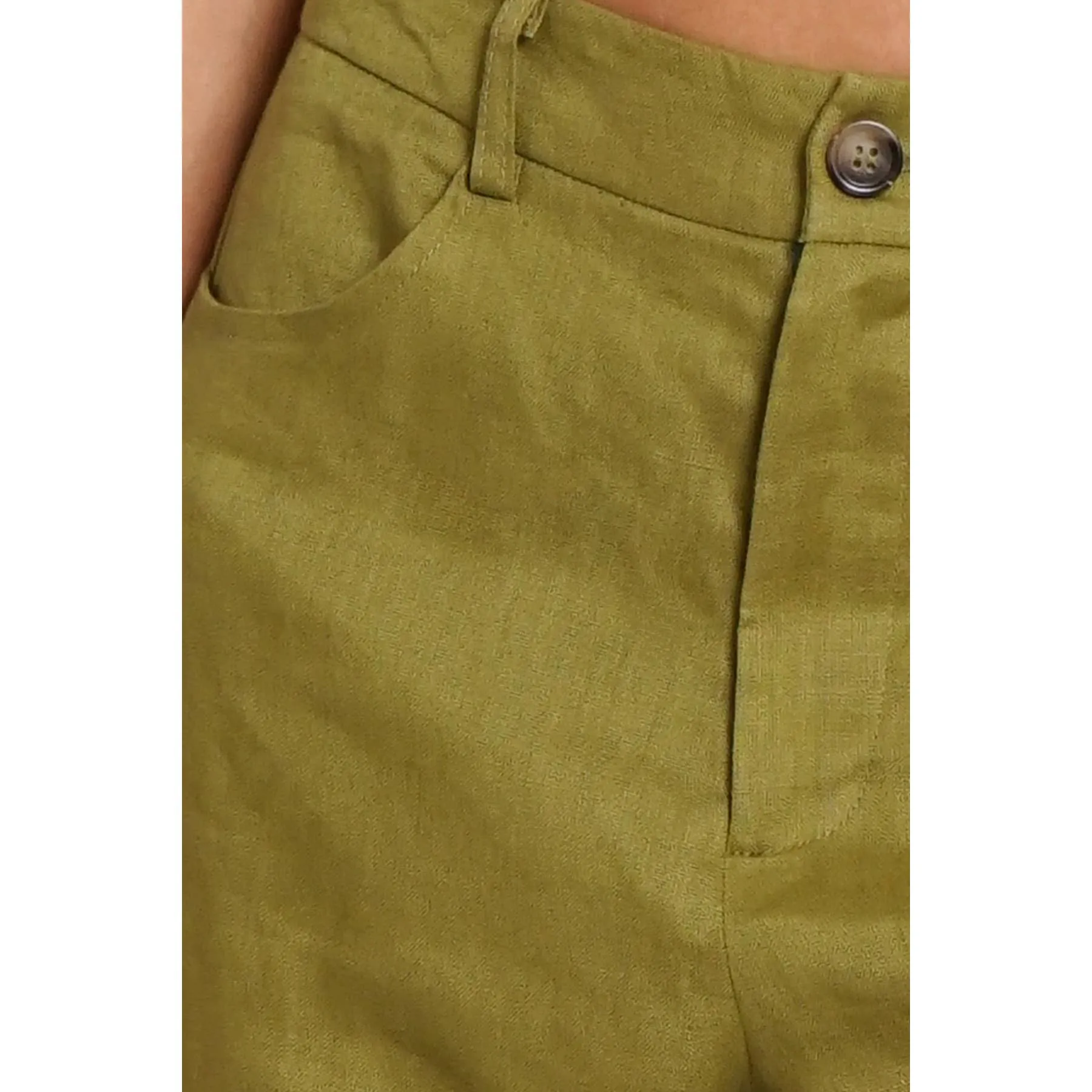 Green WIDE LINEN PANTS