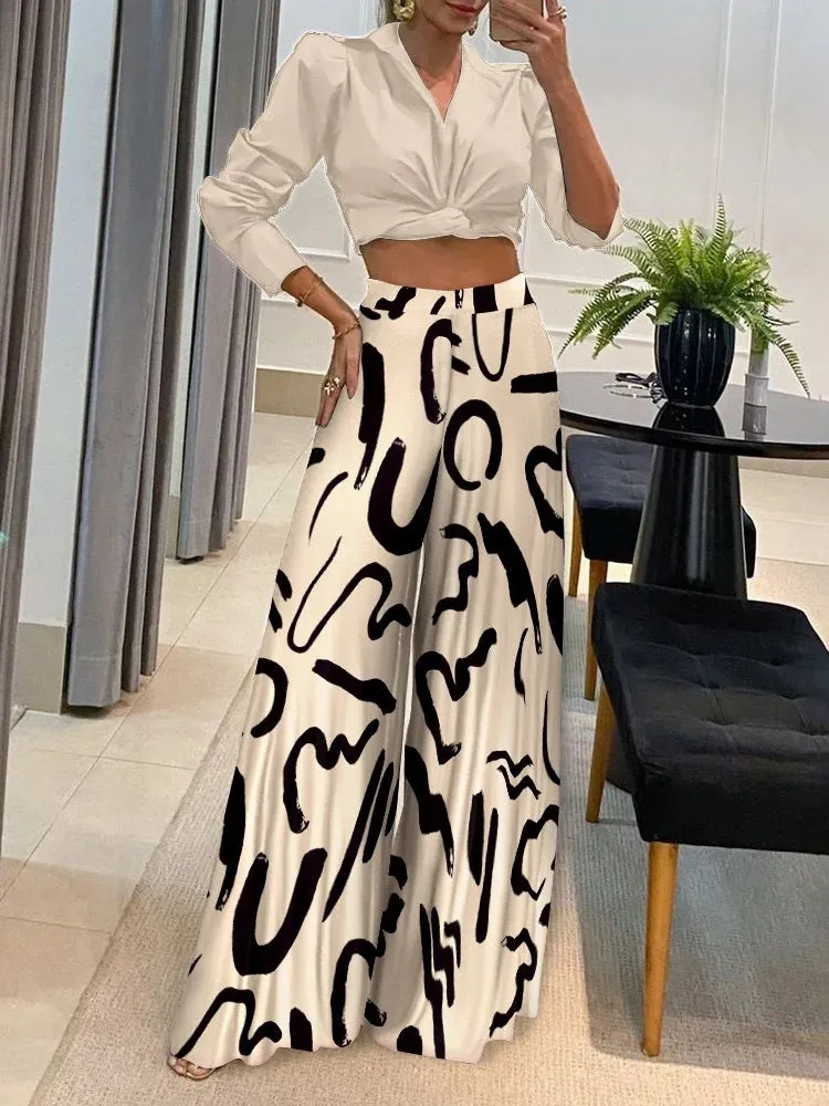 High Waist Wide Leg Loose Pant - 2 prints