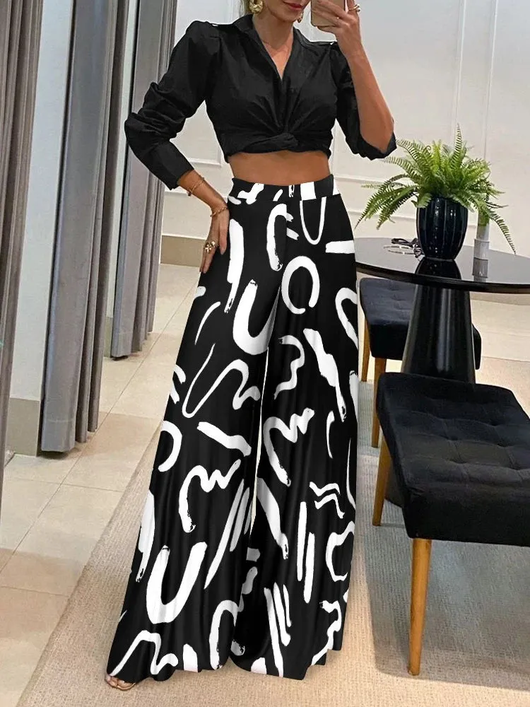 High Waist Wide Leg Loose Pant - 2 prints