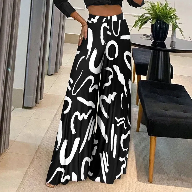 High Waist Wide Leg Loose Pant - 2 prints