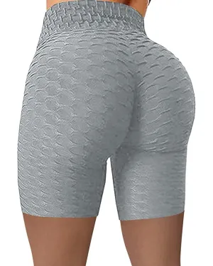 High Waisted Yoga Leggings Running Sports Fitness Gym Bubble Textured Butt Lifting Shorts