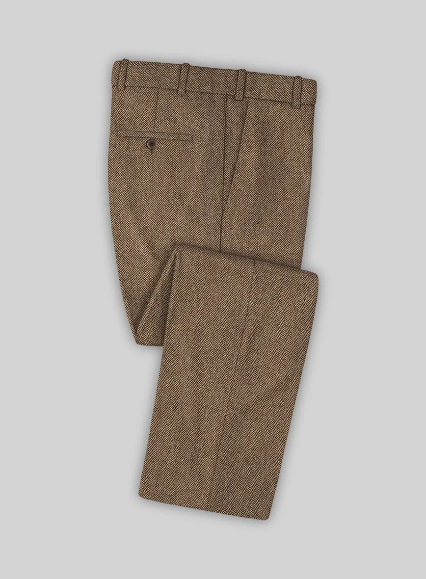 Irish Brown Herringbone Tweed Pants