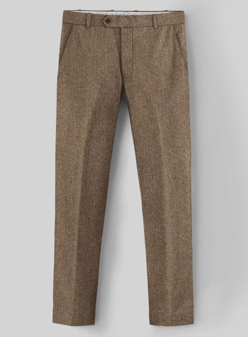 Irish Brown Herringbone Tweed Pants