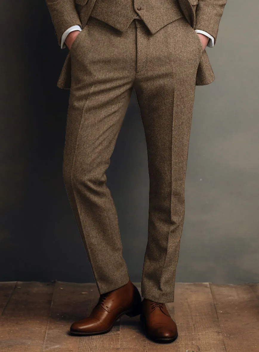 Irish Brown Herringbone Tweed Pants