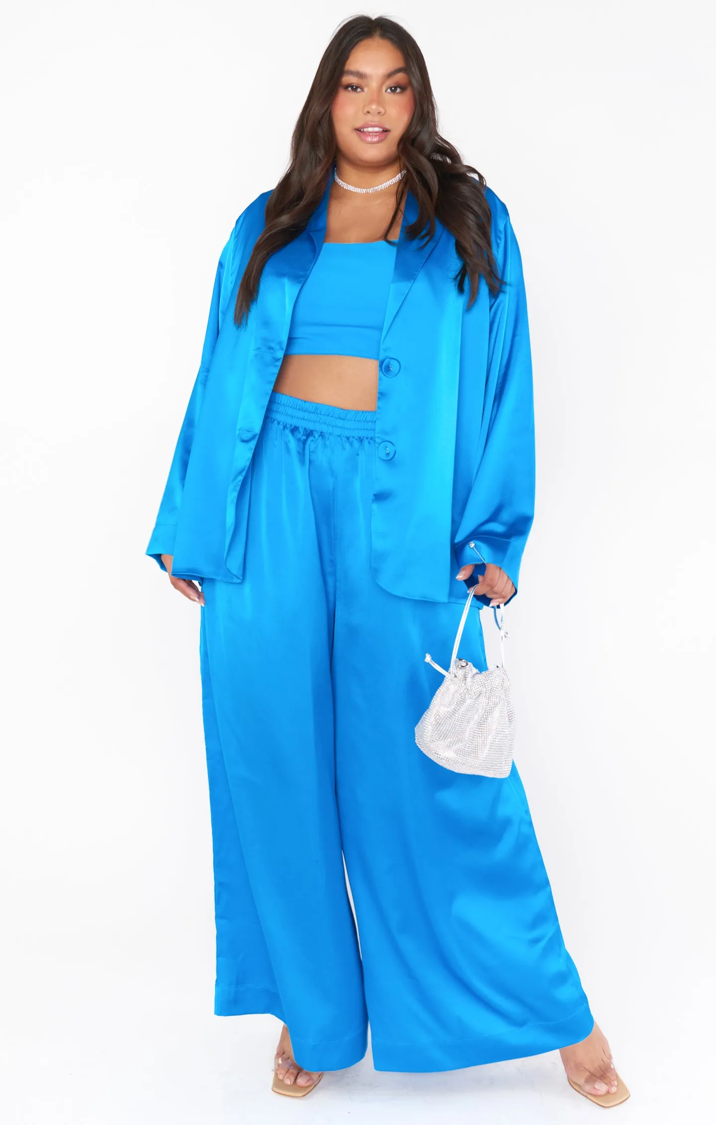 Irwin Pants ~ Blue Luxe Satin