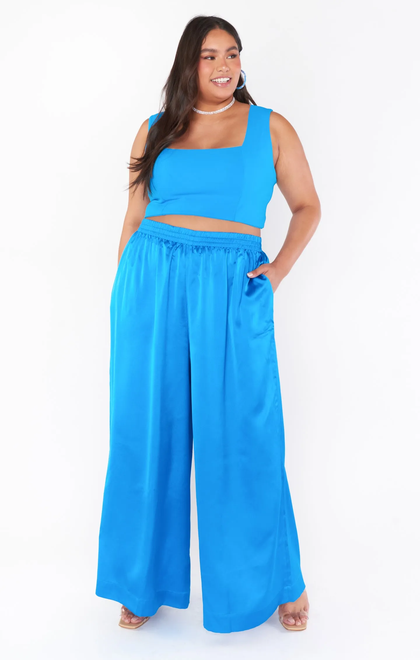 Irwin Pants ~ Blue Luxe Satin