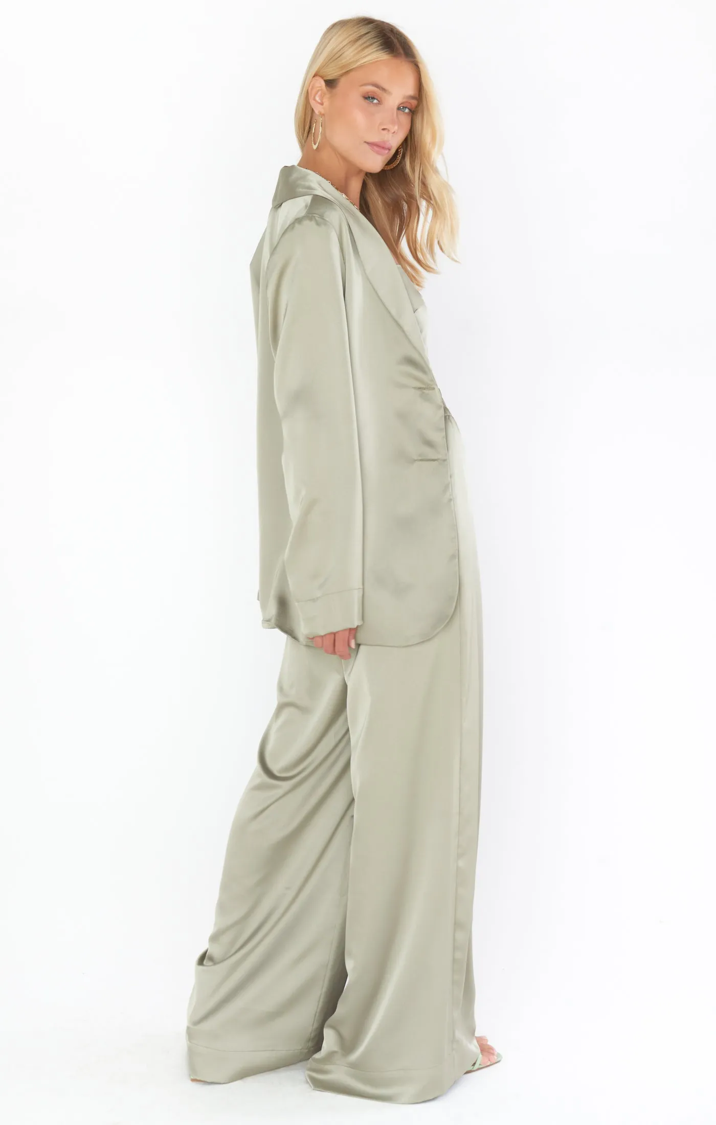 Irwin Pants ~ Moss Green Luxe Satin