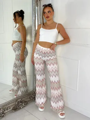 Knitted Crochet Flares - White/Beige