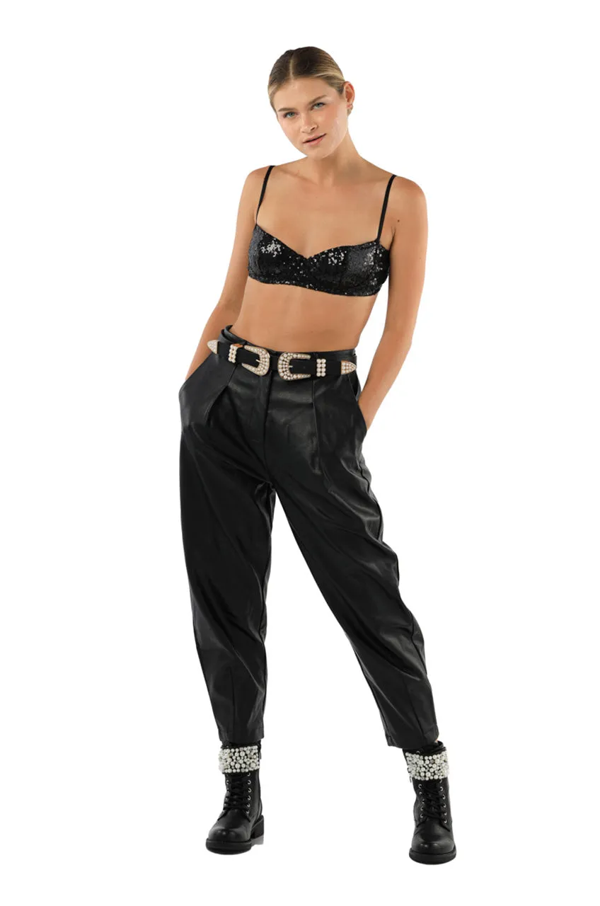 LEATHER BAGGY PANTS