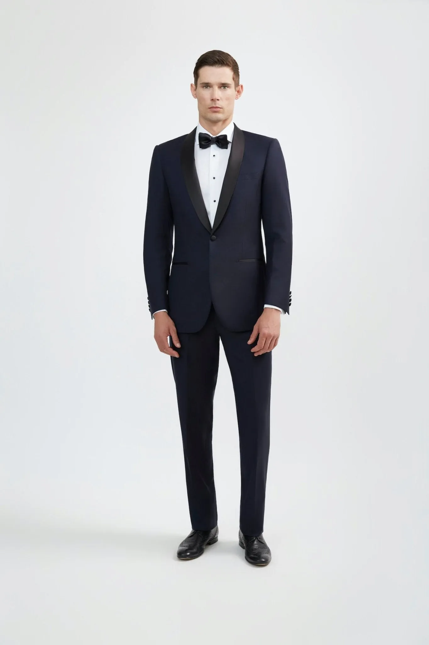 Luxurious Italian 100% Super Fine Wool Navy Tuxedo Shawl Lapel Tuxedo