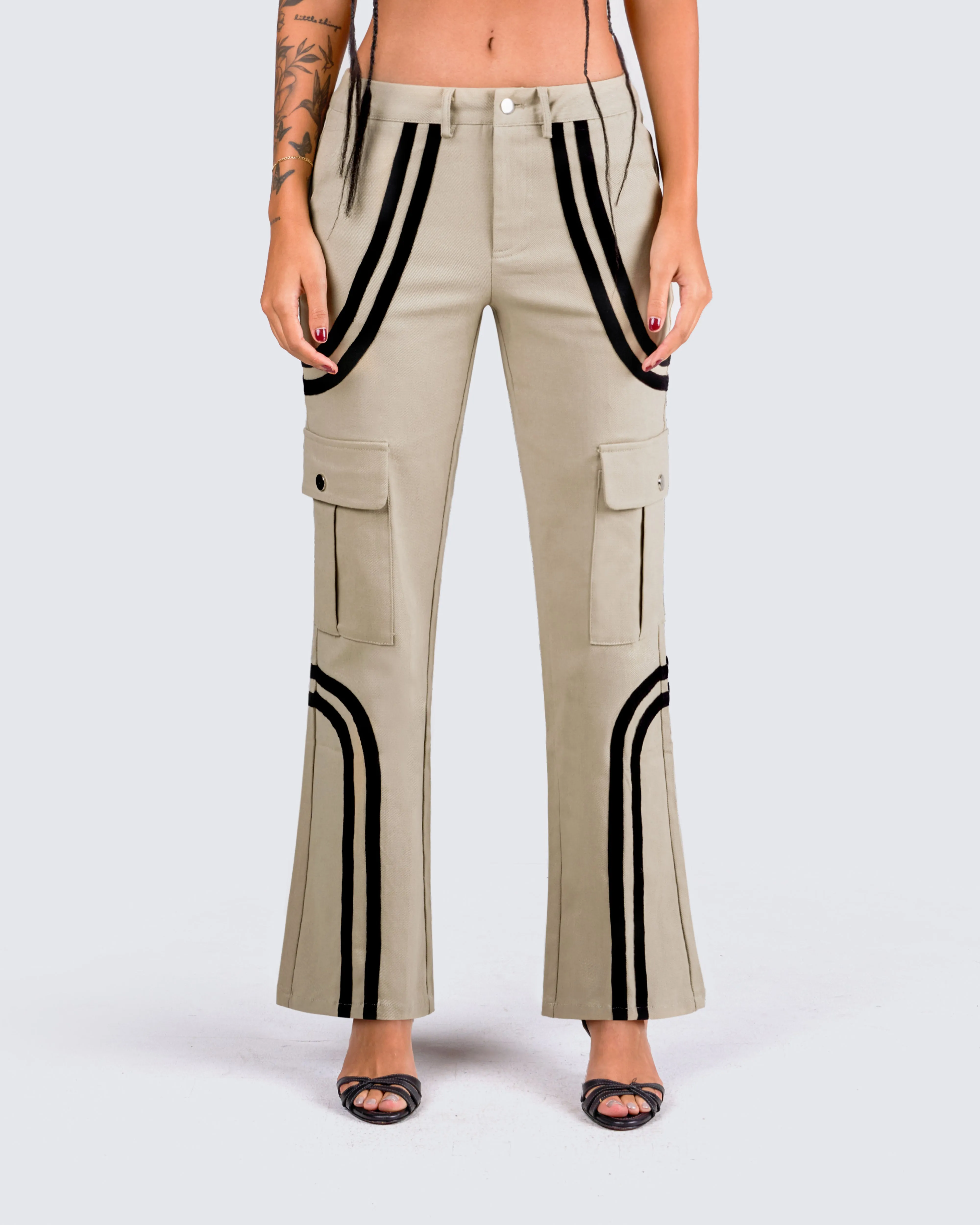 Marcia Taupe Twill Cargo Pant