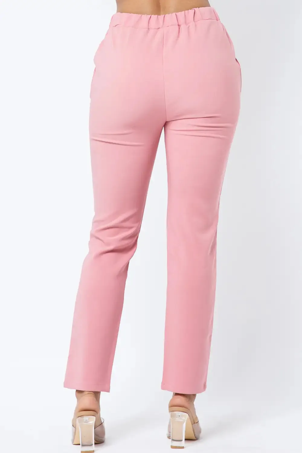 Mauve Elastic Waist Front Tie Pants